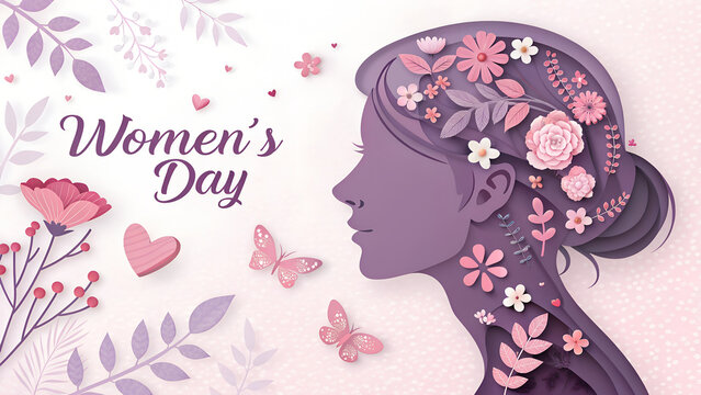 Elegant Women's Day Design with Floral Silhouette