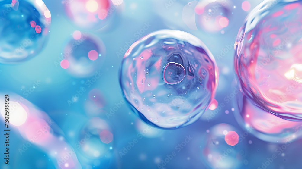 Fototapete this colorful stem cells float in a vibrant blue and pink background, showcasing their unique struct
