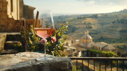 Experience the serene beauty of Sicilian countryside with a refreshing glass of rose wine