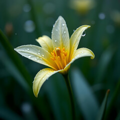 yellow flower with water drops
