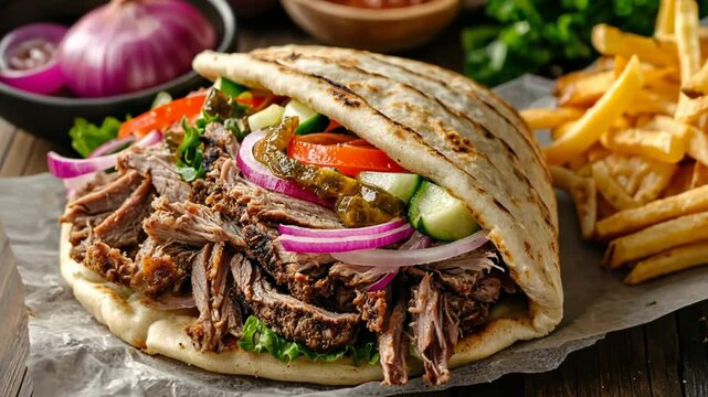 Greek doner gyro pita bread grill kebab bbq
