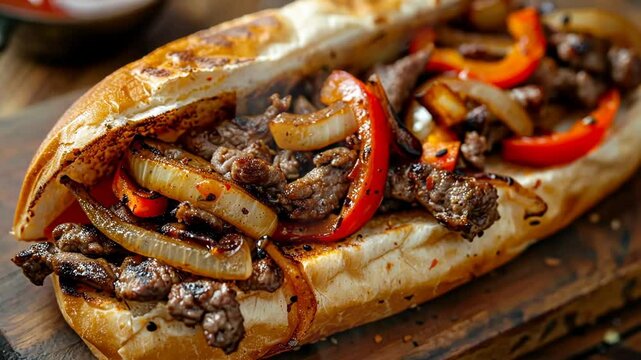 Philly cheesesteak beef cheese sandwich american fast food