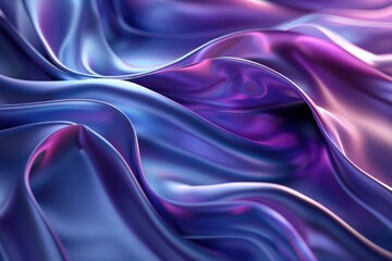 Obraz premium Deep sapphire satin fabric showcases elegant folds with glowing silver edges, creating a rich, mysterious atmosphere