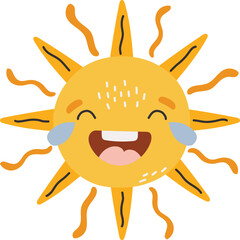 Cute sun cartoon character, Happy sun vector, Summer sunshine with eyes, Sun isolated vector, cute