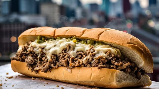 Philly cheesesteak beef cheese sandwich american fast food