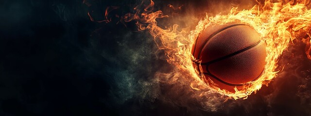 Fiery Basketball: A Dynamic Action Sports Image