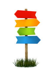 Signboard with arrows on transparent background