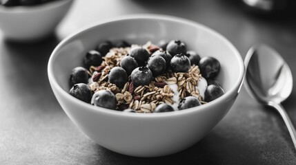 Cereal Bowl with Blueberries and Granola