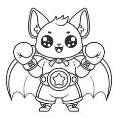 Bats get ready to play boxing, for coloring