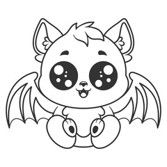 The bat feels happy and smiles, for coloring