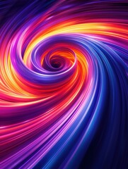 Fototapeta premium A high-speed vortex spins with vibrant neon colors, creating a captivating spiral in a soft, moody light