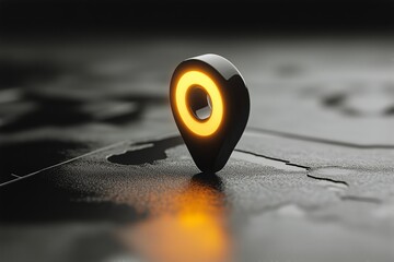 Bright Navigation Marker Glowing on Wet Stones in a Tranquil Ambient Setting at Dusk