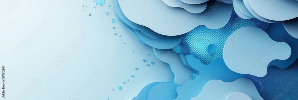 Leinwandbilder Modern layered paper art background showcases abstract cuts evolving into pixelated shapes to symbolize digital democracy Generative AI