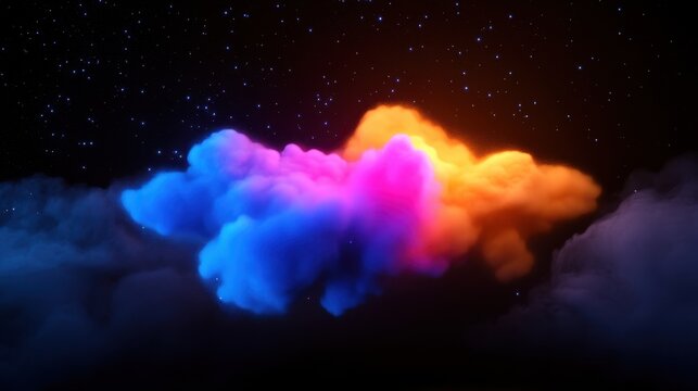 Plume of glowing cosmic dust expanding outward, creating a celestial, dreamlike composition.