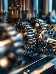 Fototapeta premium Gears on Machine Close-up
