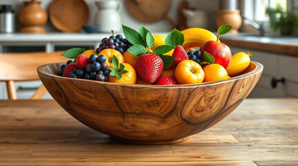 Naklejka premium Rustic Wooden Bowl Mockup for Farmhouse Kitchens