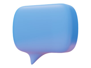 A vibrant, 3Drendered speech bubble, perfect for illustrating communication, messaging, or social media concepts.  Its smooth, pastel blue design conveys a friendly and approachable tone.