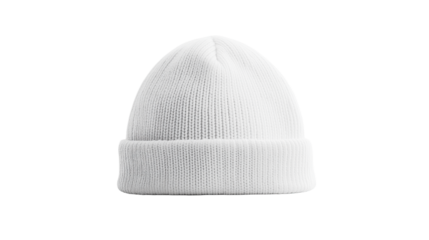 white knitted cap , hat of wool for cold weather isolated on white , transparent png
