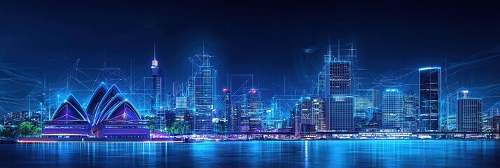 Fototapeta premium Transforming sydney skyline sydney digital artwork urban environment aerial modern innovation