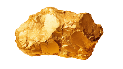 Gold nugget isolated on transparent background 