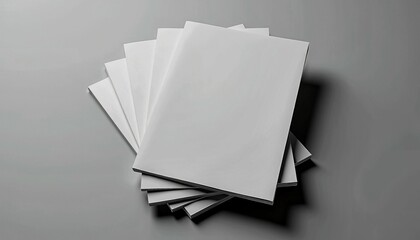 Stack of Blank White Paper Sheets on Gray Background