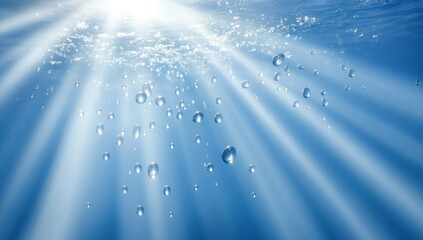 Obraz premium Sunlight streams through the water, illuminating bubbles.