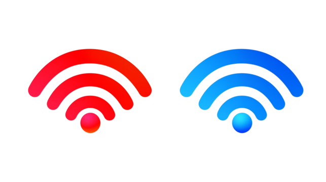 Abstract Wifi Signal Icons Red and Blue Wireless Network Symbols for Technology Concepts Websites and App Designs - Powered by Adobe