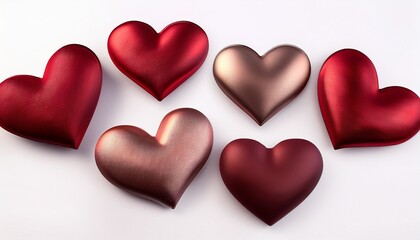 Group of Heart Shapes: Romantic Collection Isolated on White