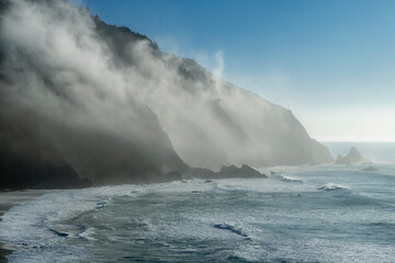 Humbug Mountain at the Southern Oregon Coast with morning fog