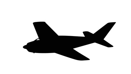 Silhouette of an airplane flying against a white background