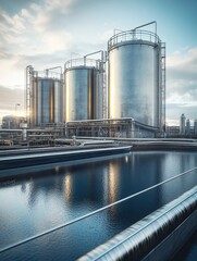 Obraz premium Industrial site with tanks