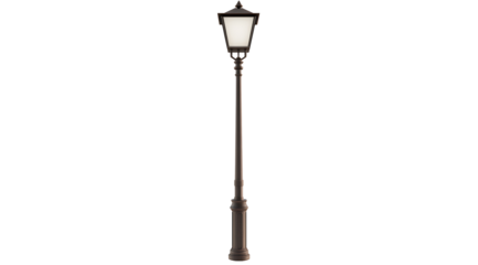 Illuminating the night: A classic lamp post stands tall, casting a warm glow.  Timeless design meets modern function in this elegant street fixture.
