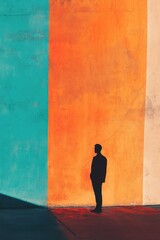 Person Standing In Front Of Colorful Wall