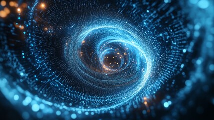 Fractal Formation Depicting Digital Data Swirling in a Cosmic Space