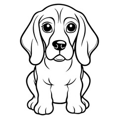 Cute Beagle Puppy Coloring Page Printable Dog Drawing