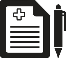 Obraz premium Document papers pile sheet with pen line icon, isolated on transparent background.