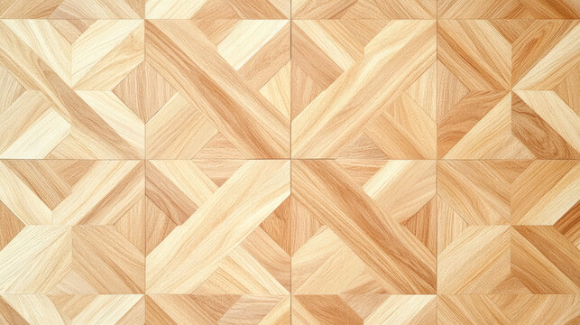 Geometric wooden parquet pattern with interlocking design