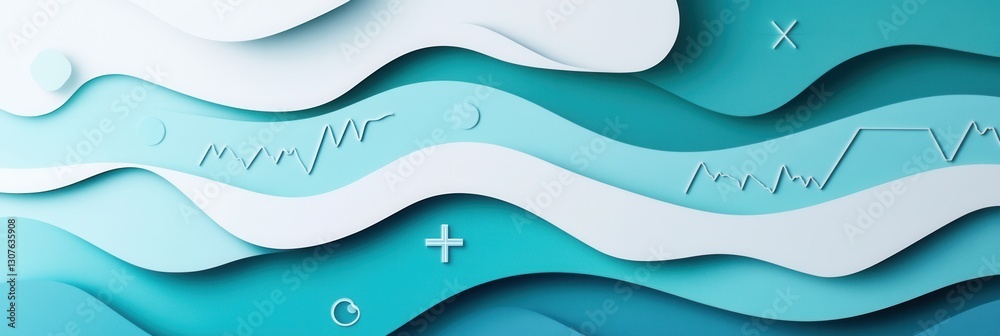 Poster layered paper art background featuring calming blue tones and subtle medical symbols for creative de