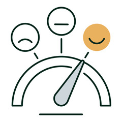 Neutral High Satisfaction Indicator Icon, Happy Face Feedback, Positive Customer Sentiment, Happy Rating Scale, Editable Stroke.