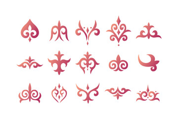 Kyrgyz traditional ornaments collection. Vector illustration.
