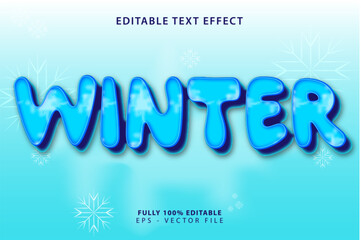 Winter Icy 3D Text Effect with Snowflake Background