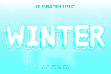 Winter Icy 3D Text Effect with Snowflake Background