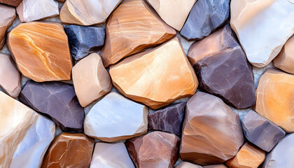 Colorful stone wall texture; outdoors; natural tones; design background