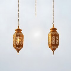 Eid mubarak and ramadan kareem greetings with islamic lantern and mosque Eid al fitr background. Fantasy style lantern for islamic ramadan celebration