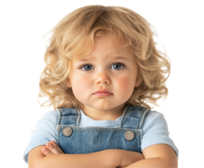 Adorable Toddler With Curly Blonde Hair Showing Pouty Expression: A Portrait Full Of Emotion