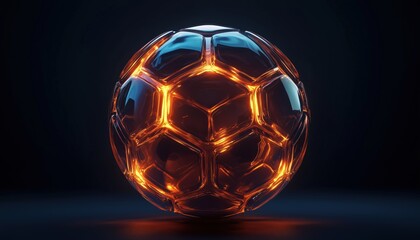 Fototapeta premium Premium Graphic Of A Soccer Ball Stylized In A Transparent Glowing Sphere, Showcasing Its Dynamic Design And Innovative Visual Appeal.