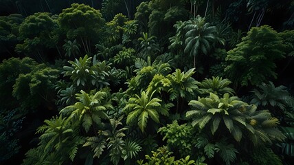 Lush Tropical Jungle Canopy - Aerial View of Vibrant Greenery