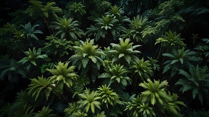 Lush Tropical Jungle Canopy - Aerial View of Vibrant Greenery
