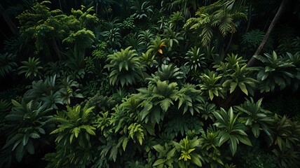 Lush Tropical Jungle Canopy - Aerial View of Vibrant Greenery