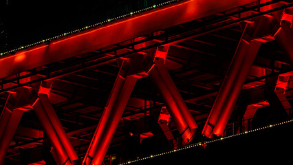 red bridge in the night